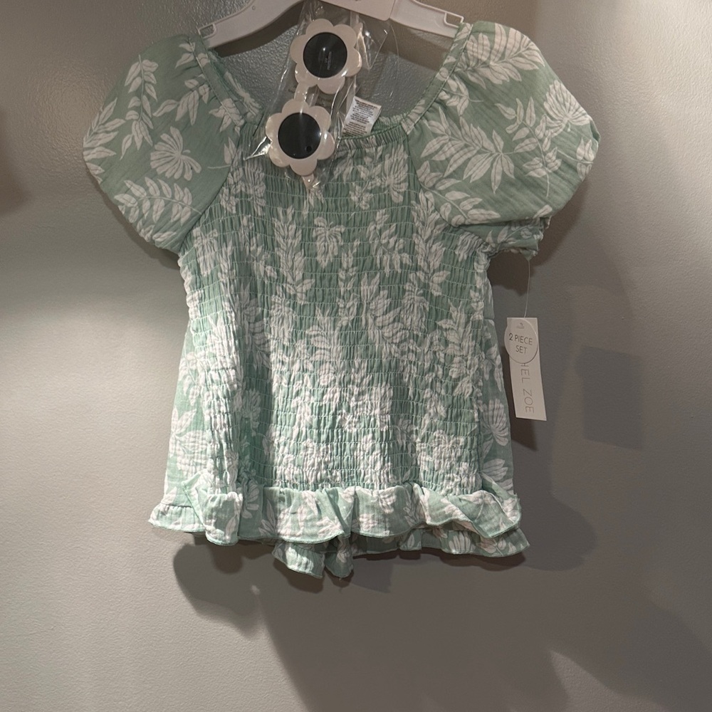 Rachel Zoe Mint Leaf Print Kids Blouse